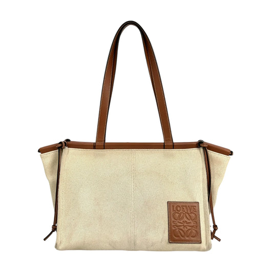 LOEWE Cushion Tote Small Canvas Tote Bag - White 