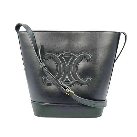 CELINE スモール バケット キュイル トリオンフ カーフスキン ショルダーバッグ - ブラック