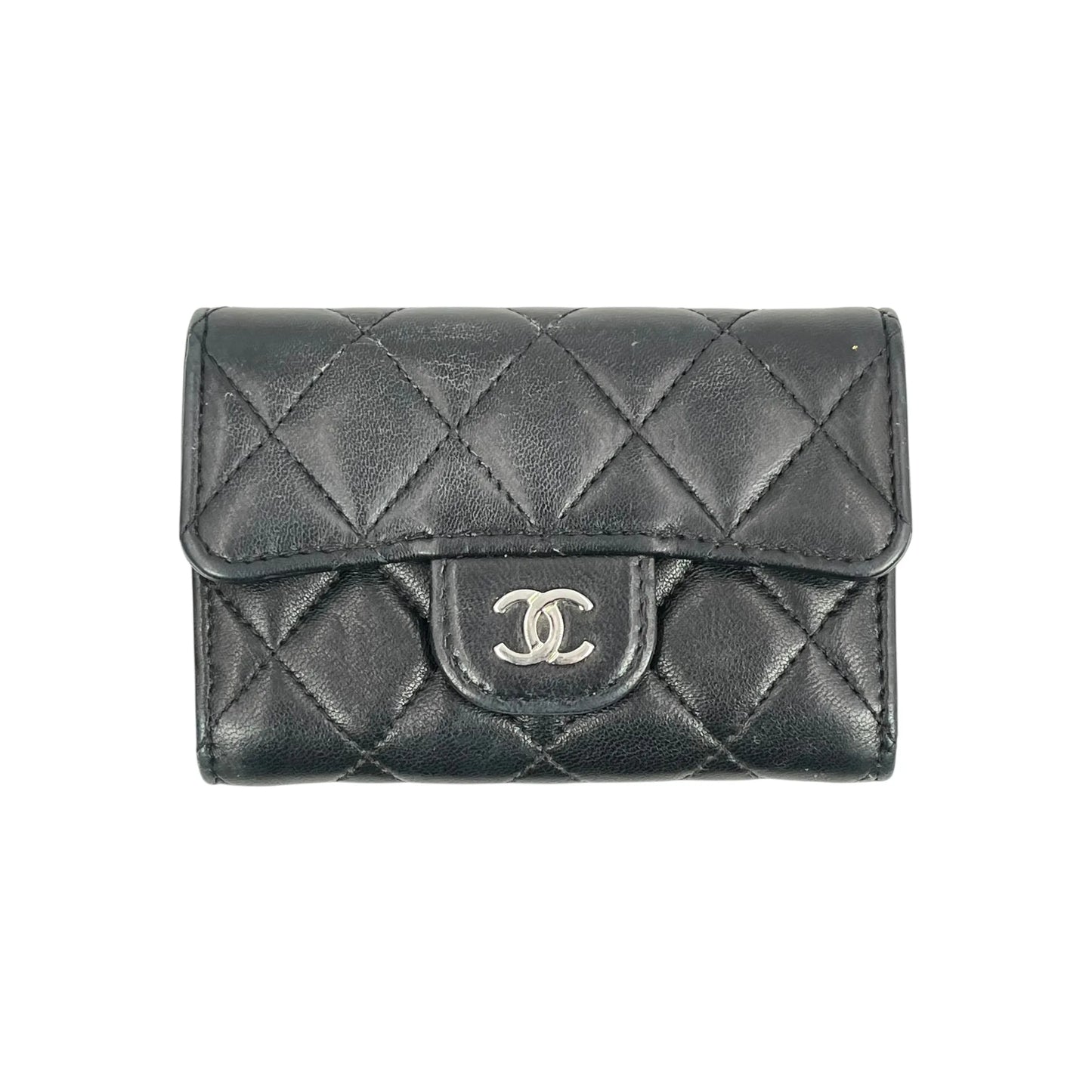 CHANEL Matelasse Lambskin Card Case and Coin Case - Black 