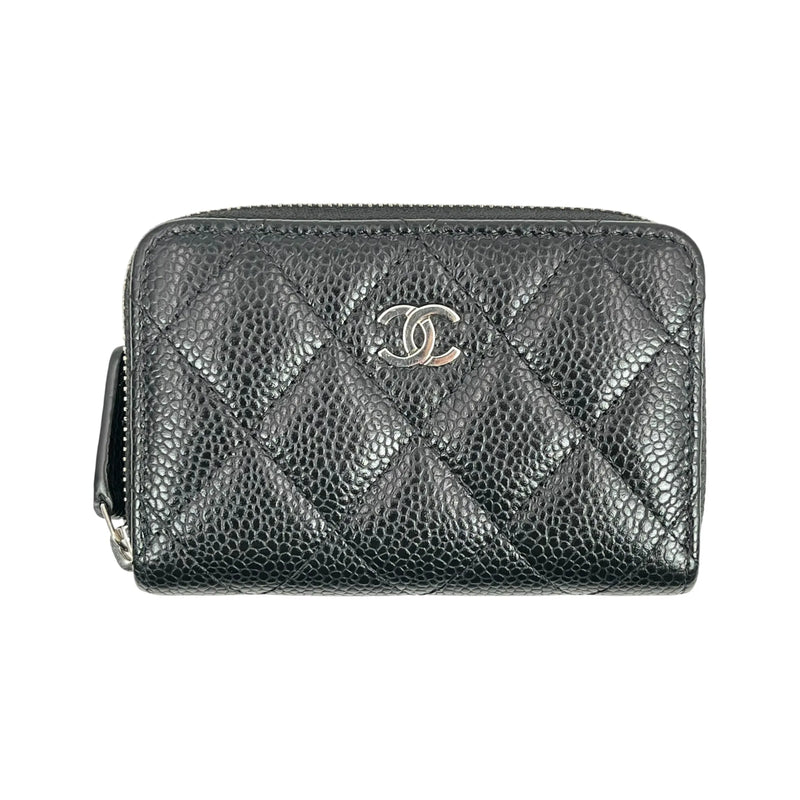 CHANEL マトラッセ キャビアスキン クラシックジップ コインケース - ブラック