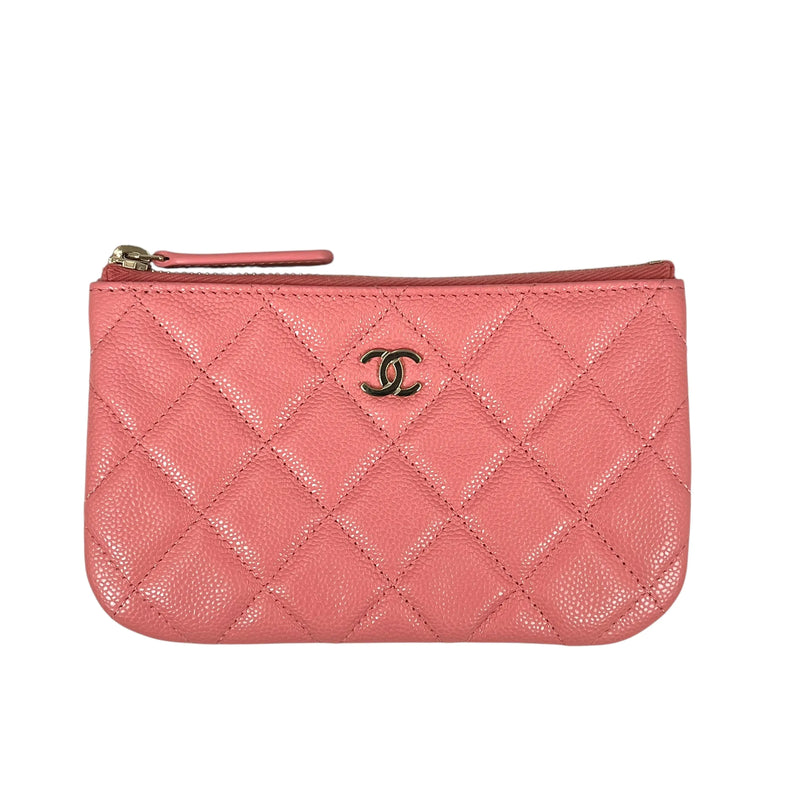 CHANEL Matelassé Caviar Skin Classic Mini Pouch - Pink