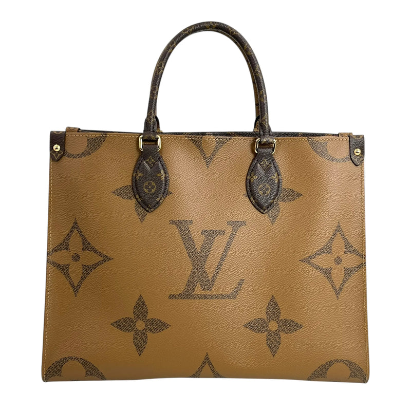 Louis Vuitton On the Go MM Monogram Giant Canvas Tote Bag - Brown