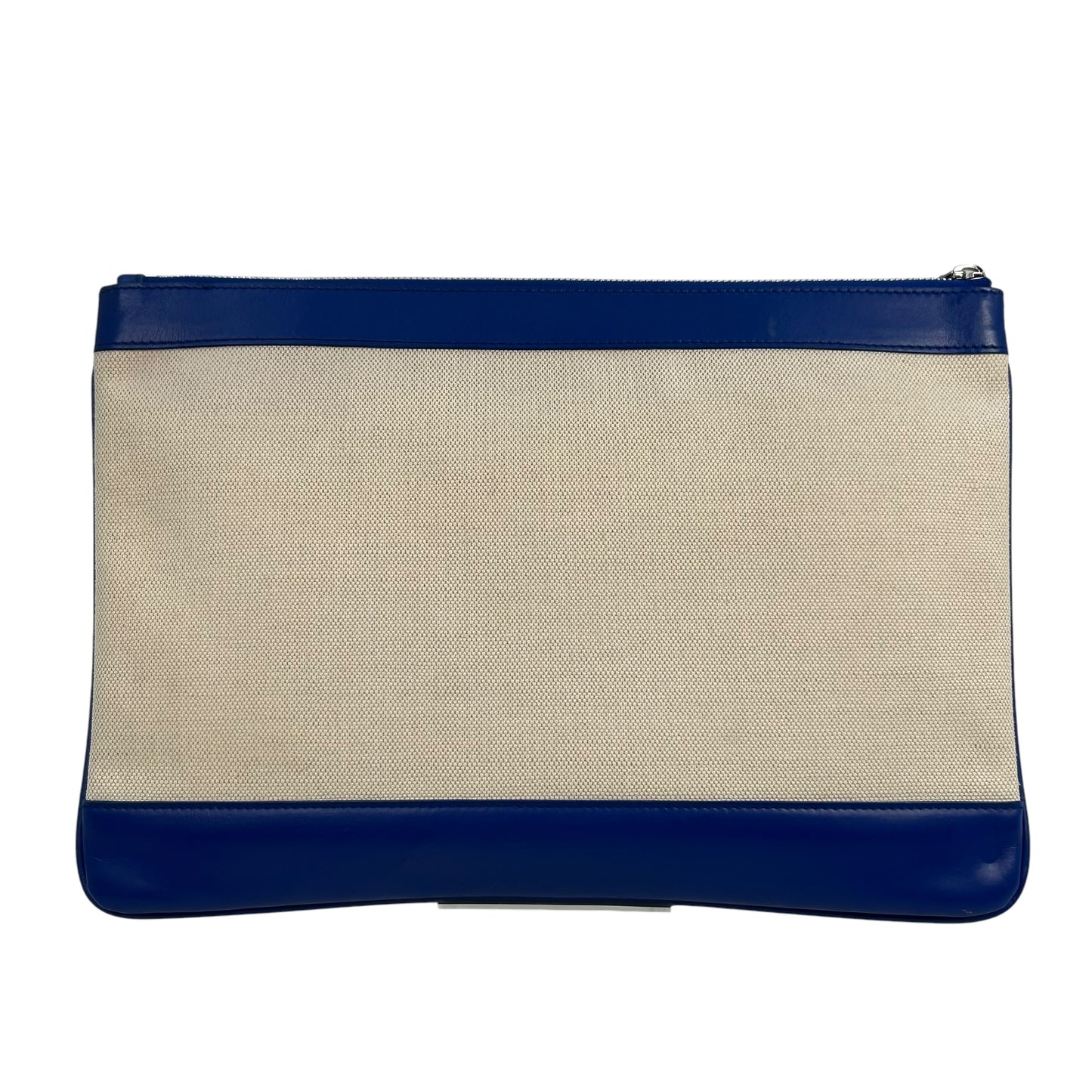 BALENCIAGA Canvas Clutch Bag - Cream and Blue 