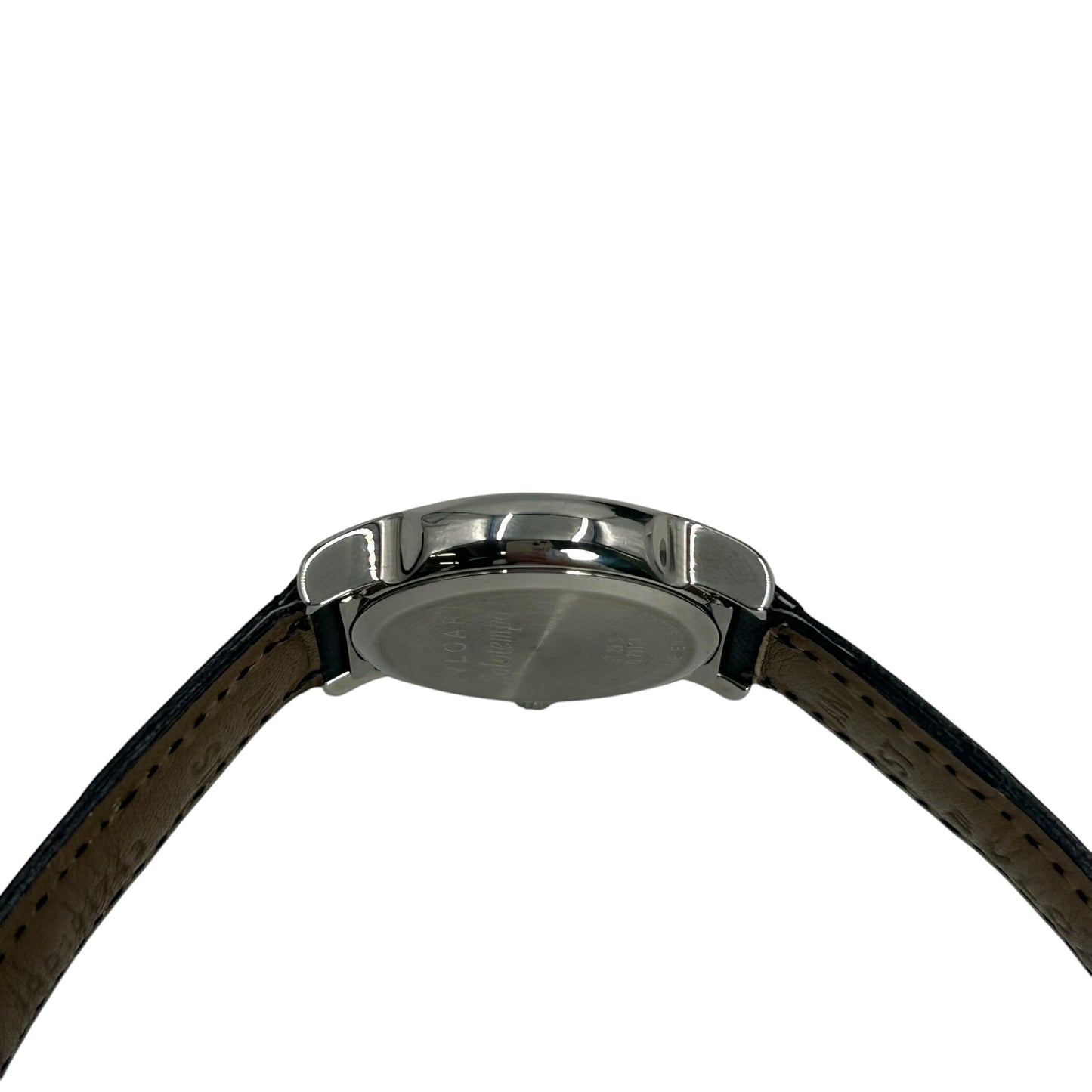 BVLGARI Solotempo Stainless Steel Leather Band Watch - Black 