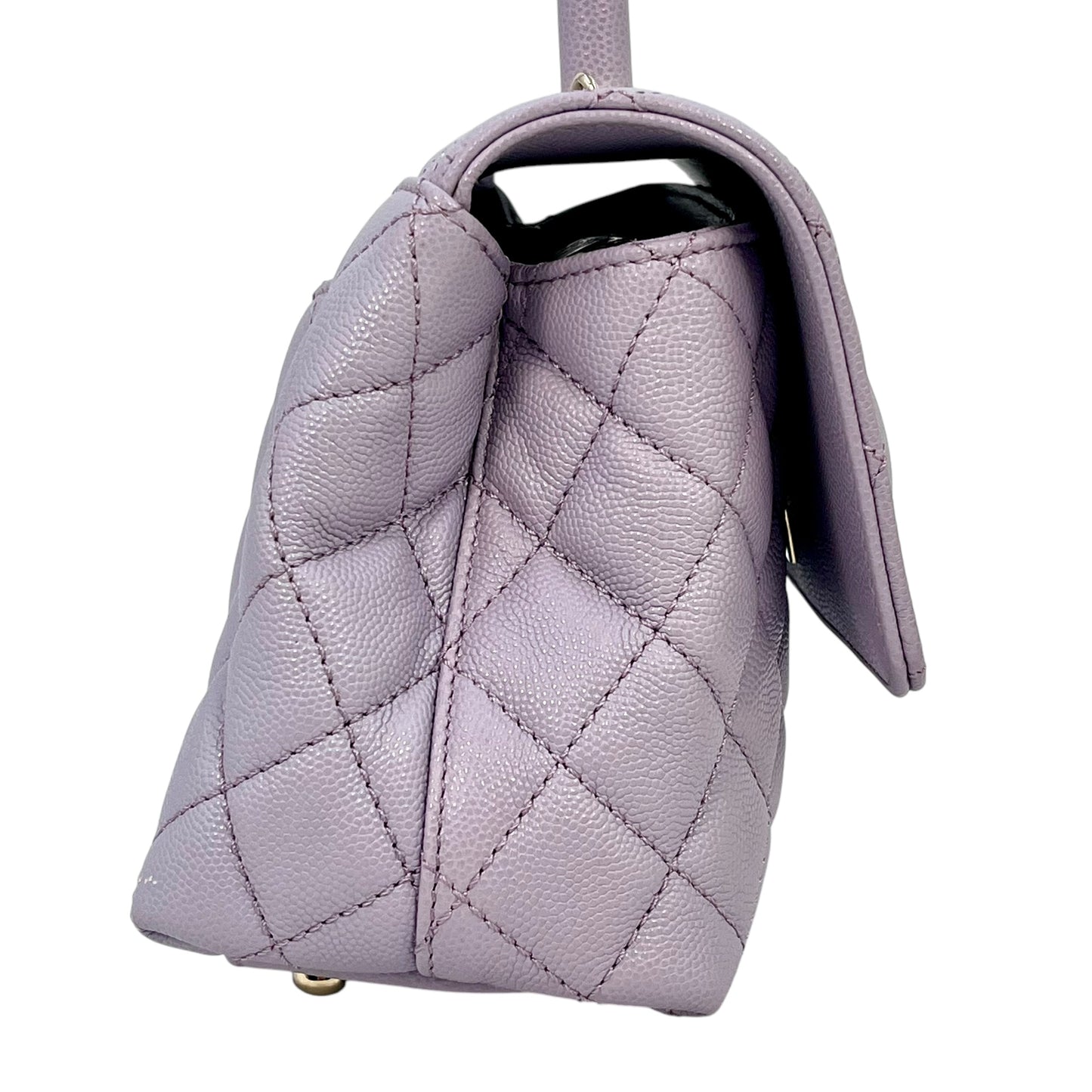 CHANEL Matelasse Caviar Leather Coco Handle Chain Shoulder Bag - Purple 