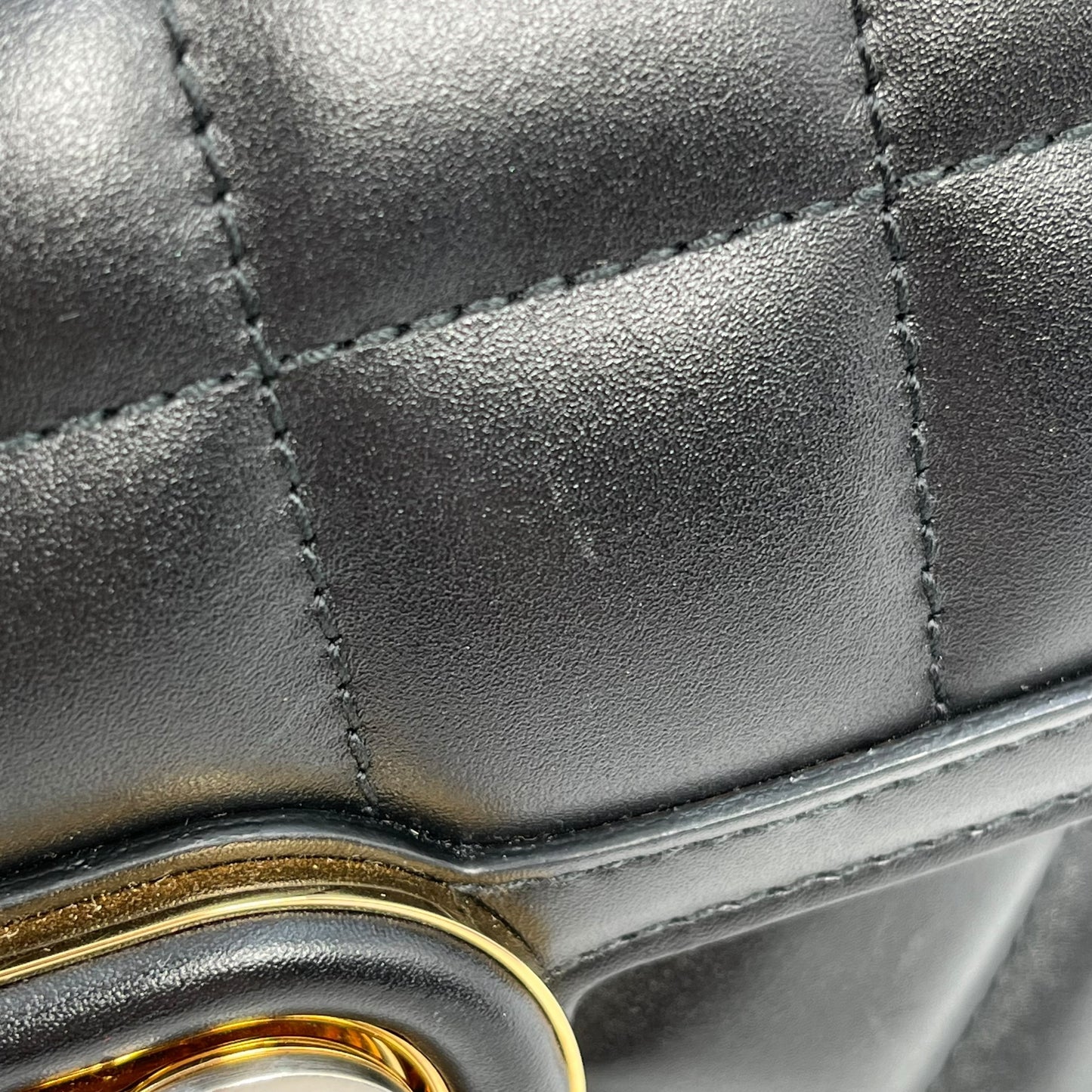 GUCCI Deco Leather Mini Chain Shoulder Bag - Black 