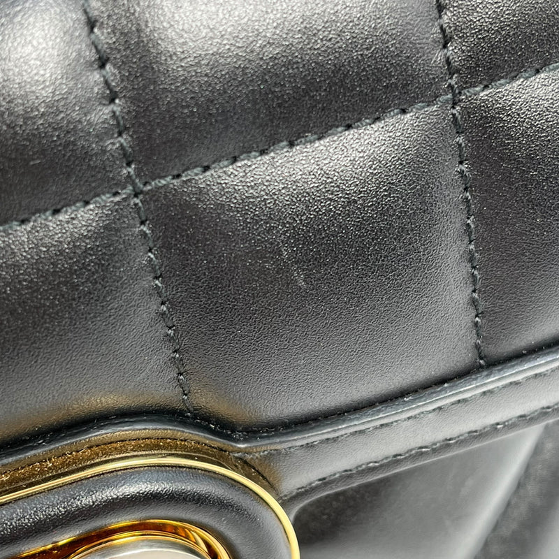 GUCCI Deco Leather Mini Chain Shoulder Bag - Black 