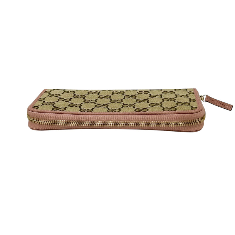 GUCCI GG Canvas Zip Around Long Wallet - Beige 