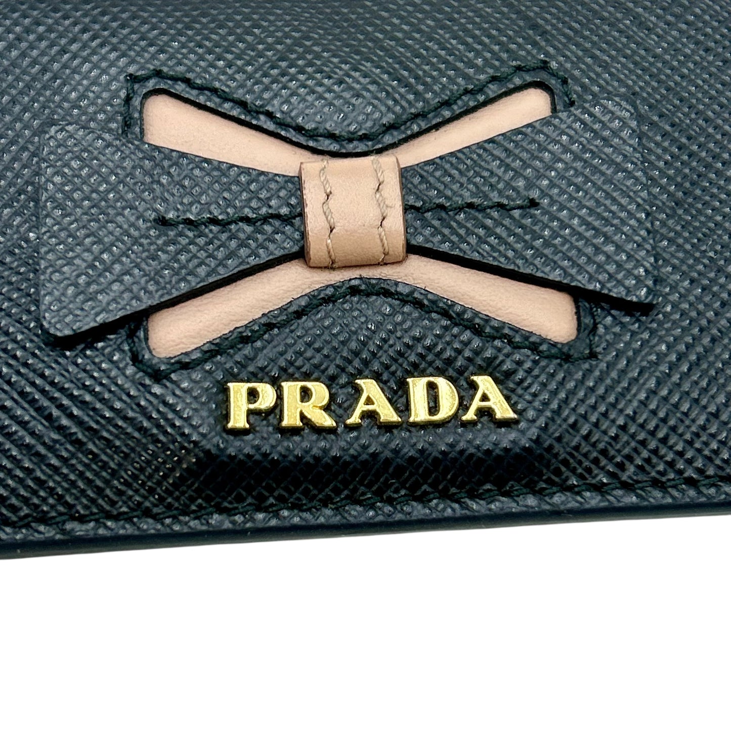 PRADA Saffiano Card Case - Pink and Black 