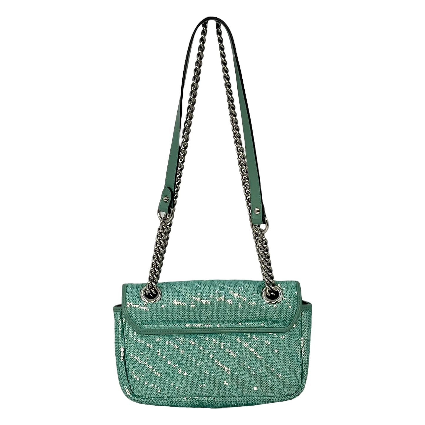 GUCCI GG Marmont Mini Sequin Shoulder Bag - Mint Green 