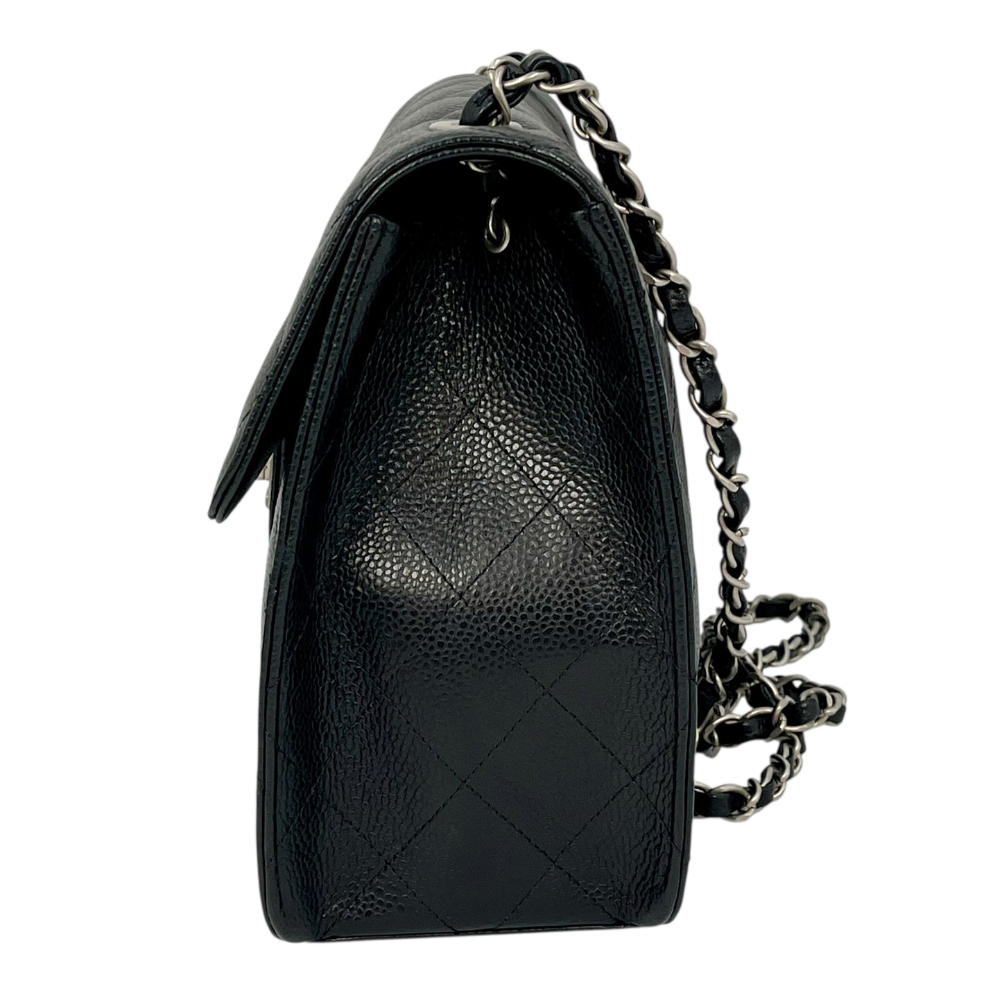 CHANEL キャビアスキン マトラッセ チェーンショルダーバッグ - ブラック