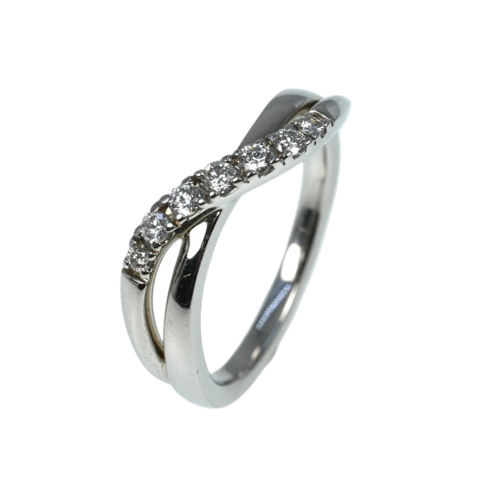 4°C Diamond Cross Wave Ring Jewelry - Pt950 