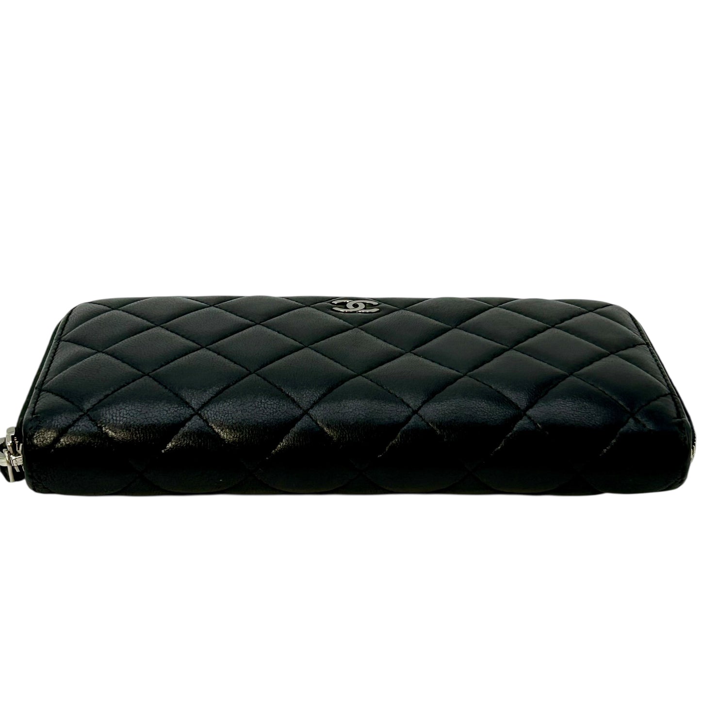 CHANEL Cambon Line Lambskin Long Wallet - Black 