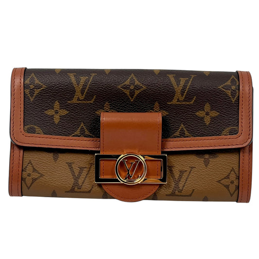 Louis Vuitton Monogram Canvas Reverse Portefeuille Sarah Dauphine Long Wallet - Brown 