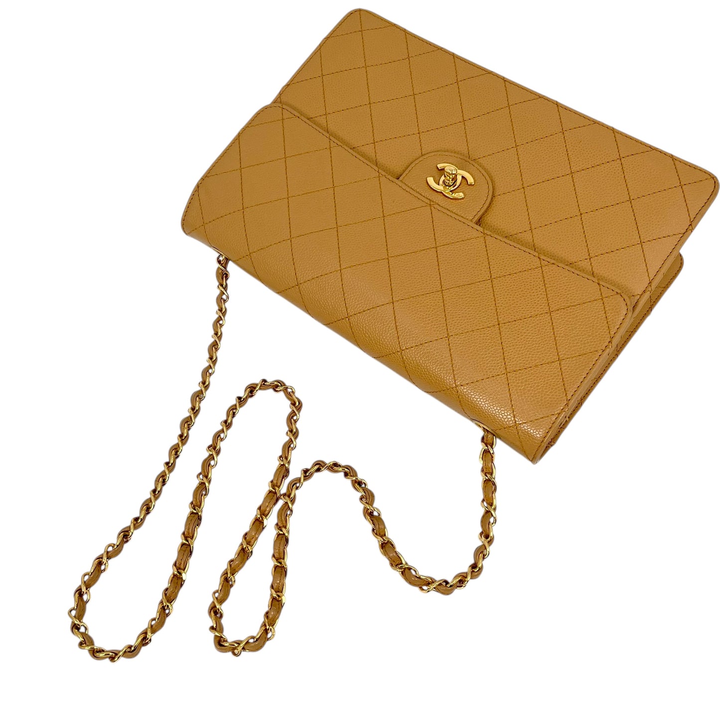 CHANEL Matelasse 30 Caviar Leather Chain Shoulder Bag - Brown 