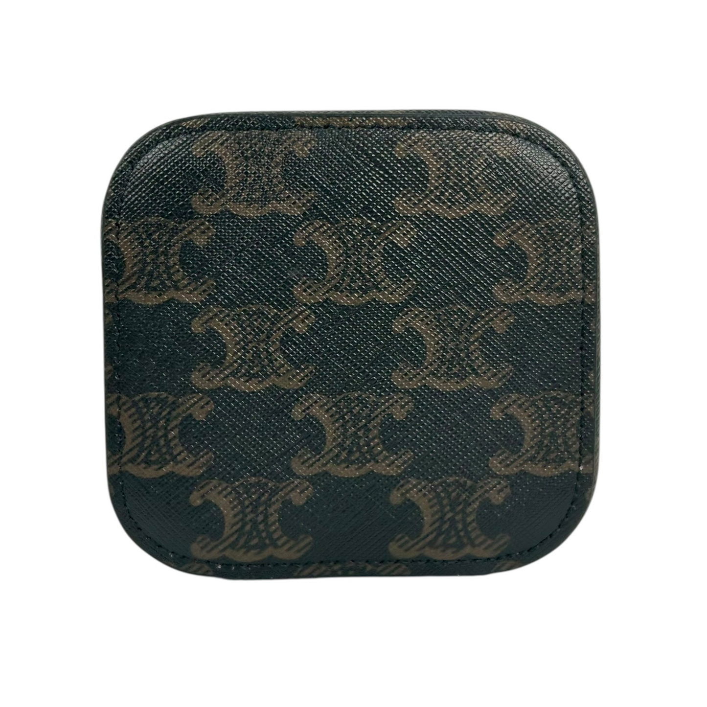 CELINE Mini Vanity Case in Triomphe Canvas and Calfskin - Dark Brown 