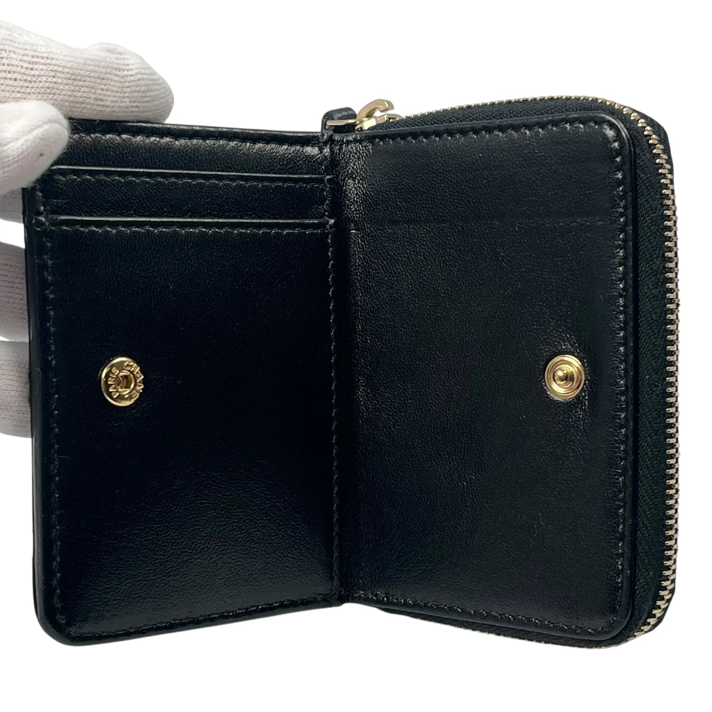 CHANEL Lambskin Coco Mark Bi-fold Compact Wallet - Black 