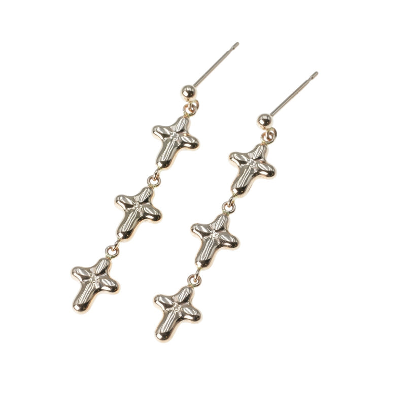 Triple Cross Earrings - 18KPG - 06846 