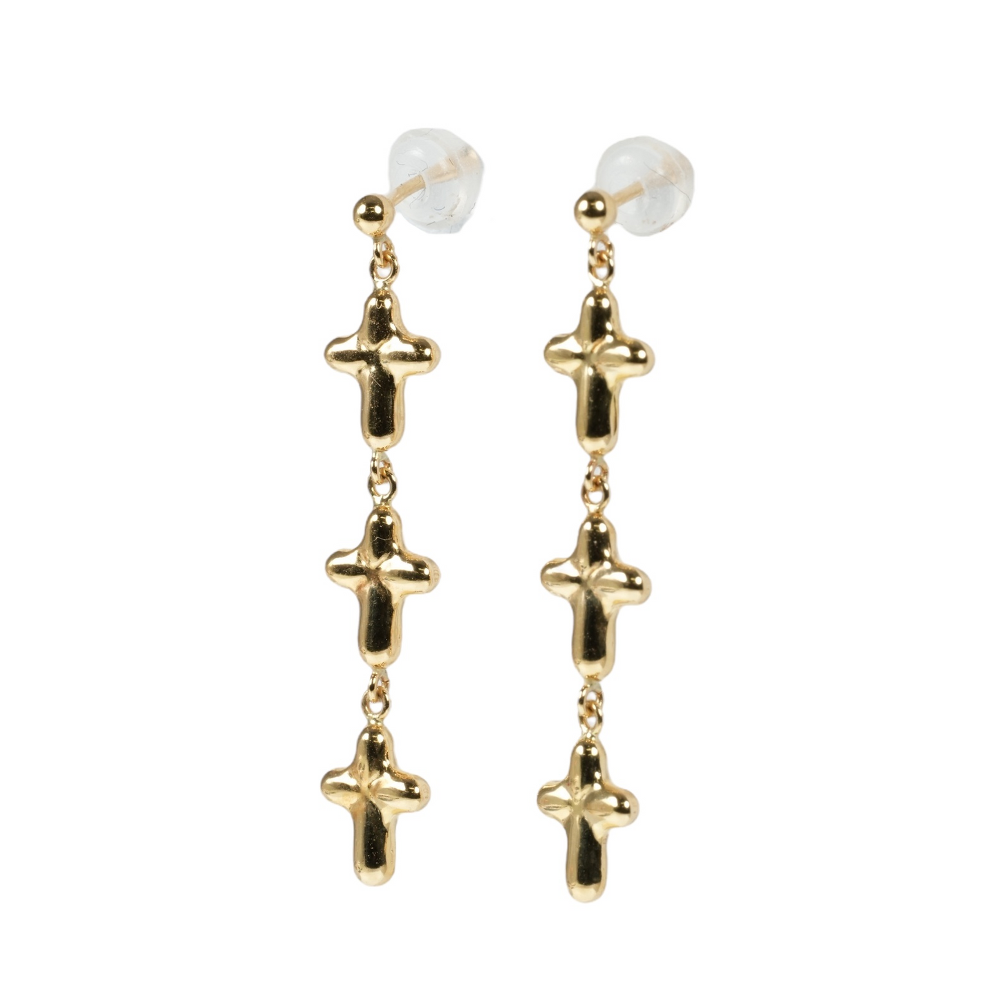 Triple Cross Earrings - 18KYG - 06679