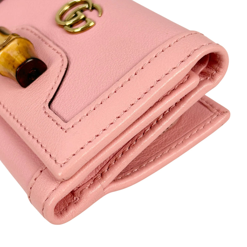 GUCCI GG Marmont Bamboo Tri-fold Compact Wallet - Pink 