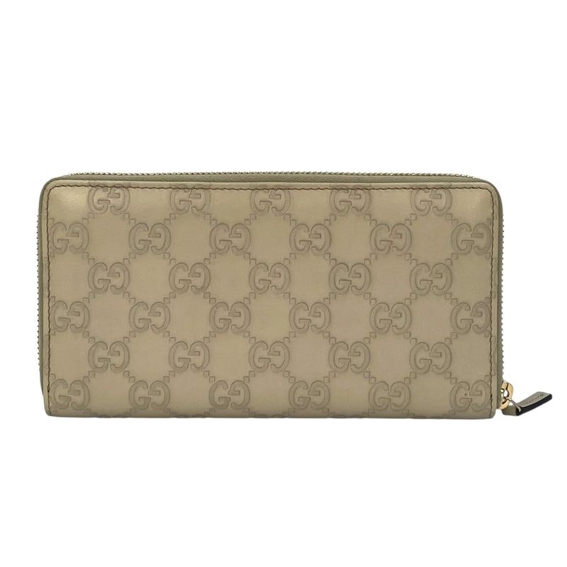 GUCCI Leather Round Zip Long Wallet - Beige 