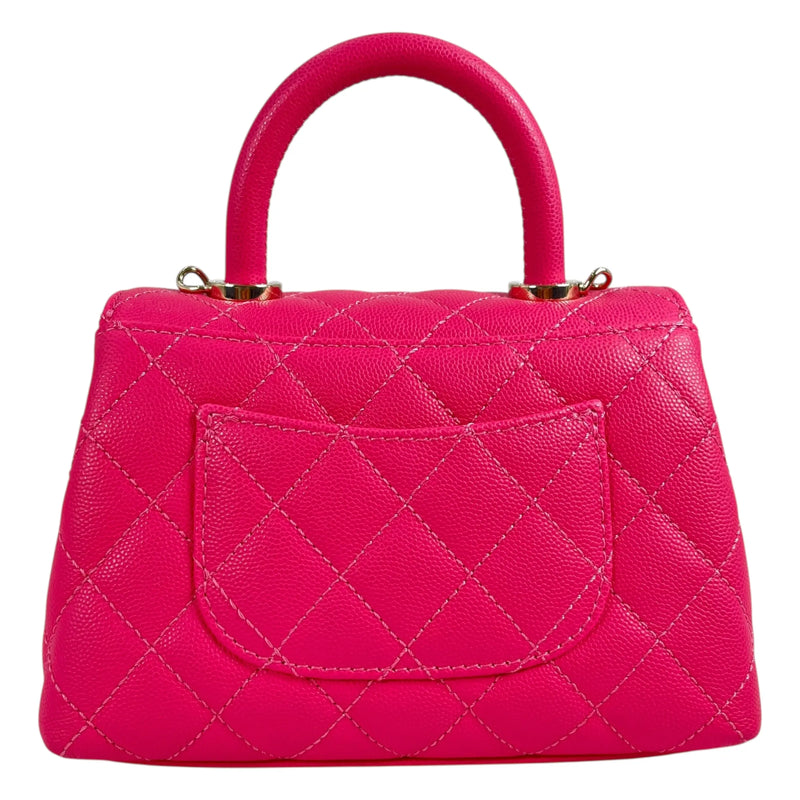 CHANEL ココ ハンドル 19XXS キャビアスキン ハンドバッグ - ピンク