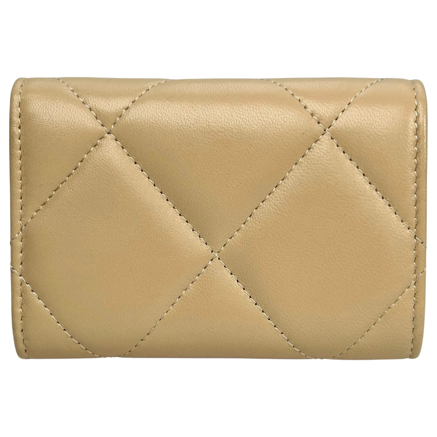 CHANEL Matelasse 19 Tri-fold Compact Wallet - Beige 
