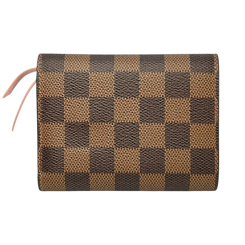 Louis Vuitton Damier Ebene Victorine Portefeuille Tri-fold Compact Wallet - Dark Brown 