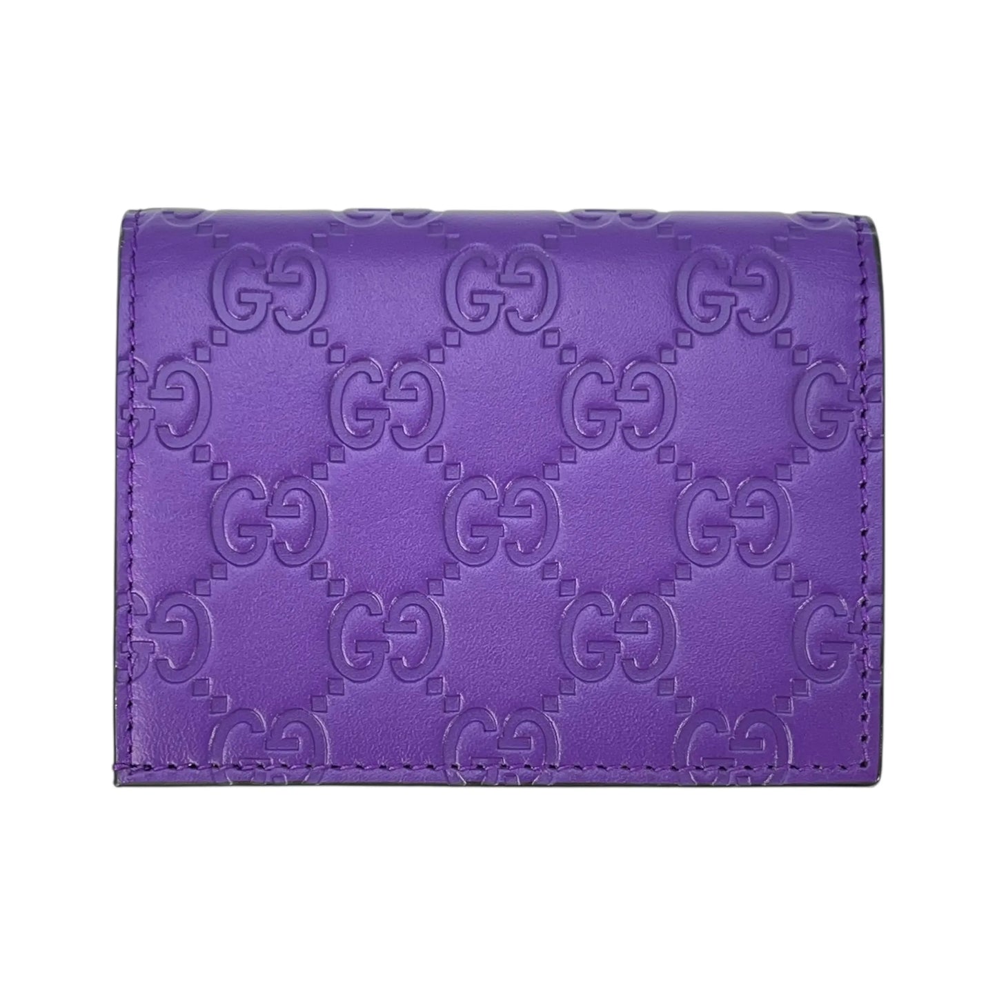 GUCCI Guccissima Leather Card Case - Purple 