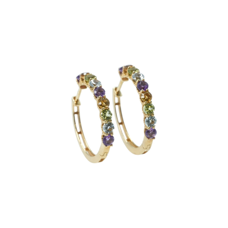 レインボー ジェムストーン 1.500cts ピアス - 18KYG