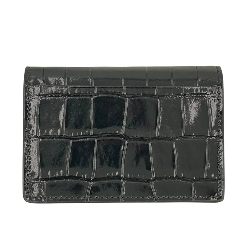 BALENCIAGA Crocodile Paper Card Case - Black 