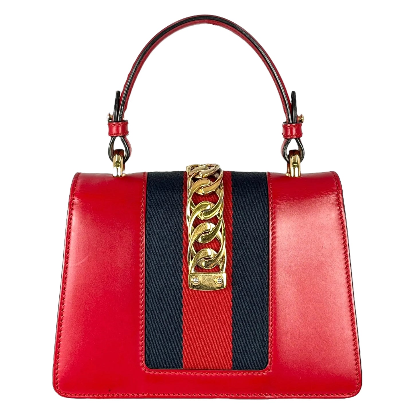 GUCCI Sylvie Chain Mini Handbag/Shoulder Bag - Red 