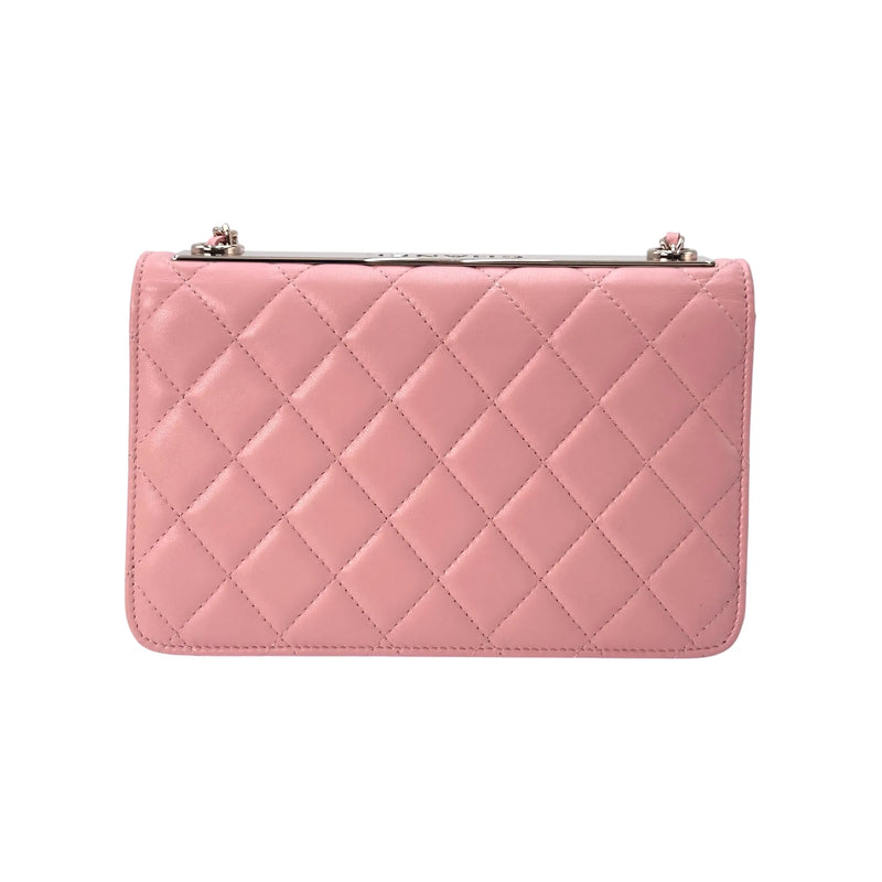 CHANEL Lambskin Chain Wallet - Baby Pink 