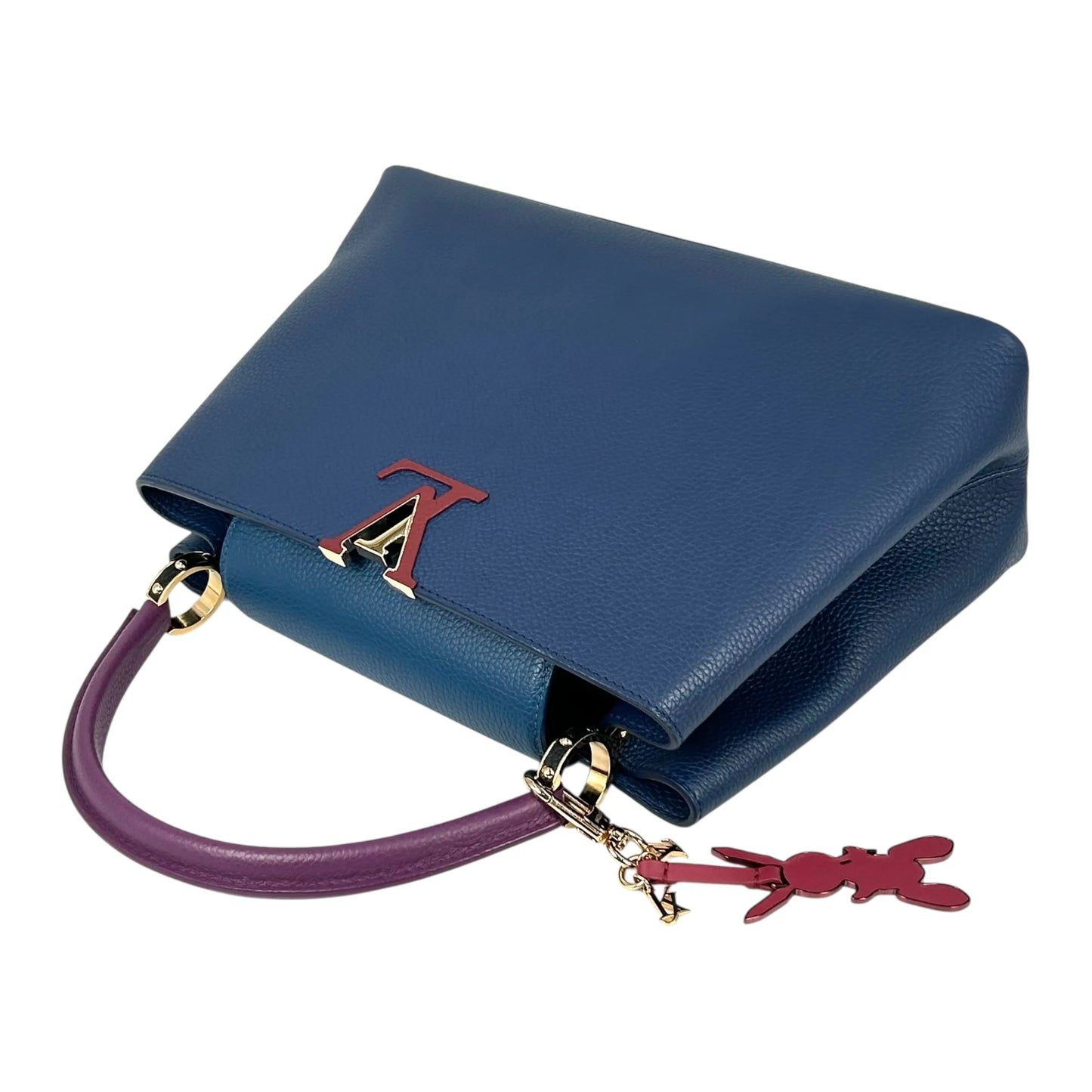 Louis Vuitton Capucines MM Taurillon Leather Handbag - Navy Blue 