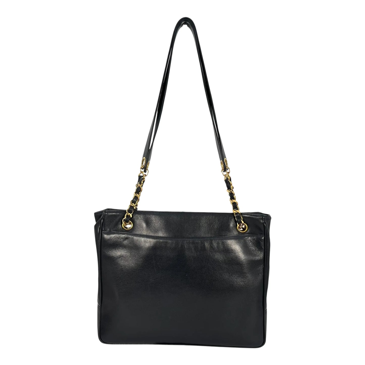 CHANEL CCロゴ ラムスキン チェーンショルダーバッグ - ブラック