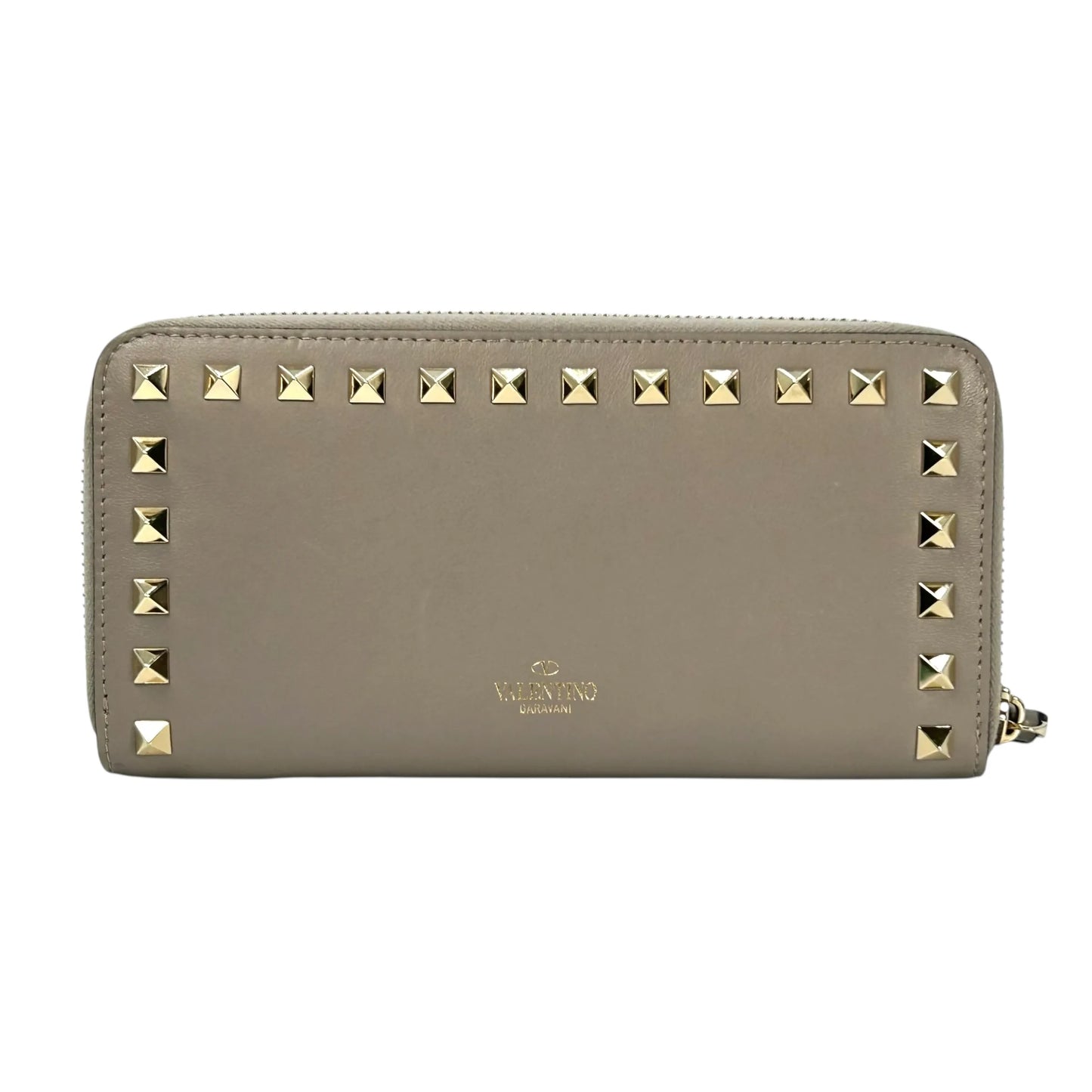 Valentino Rockstud Zip-Around Wallet - Grey 