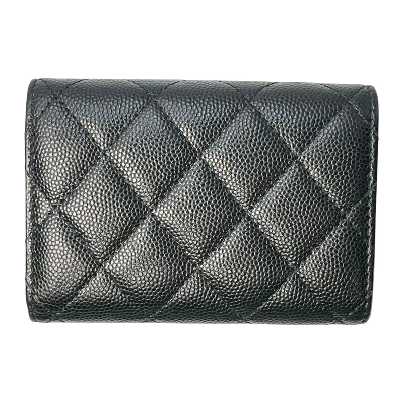 CHANEL Classic Small Flap Compact Wallet in Caviar Leather - Black 