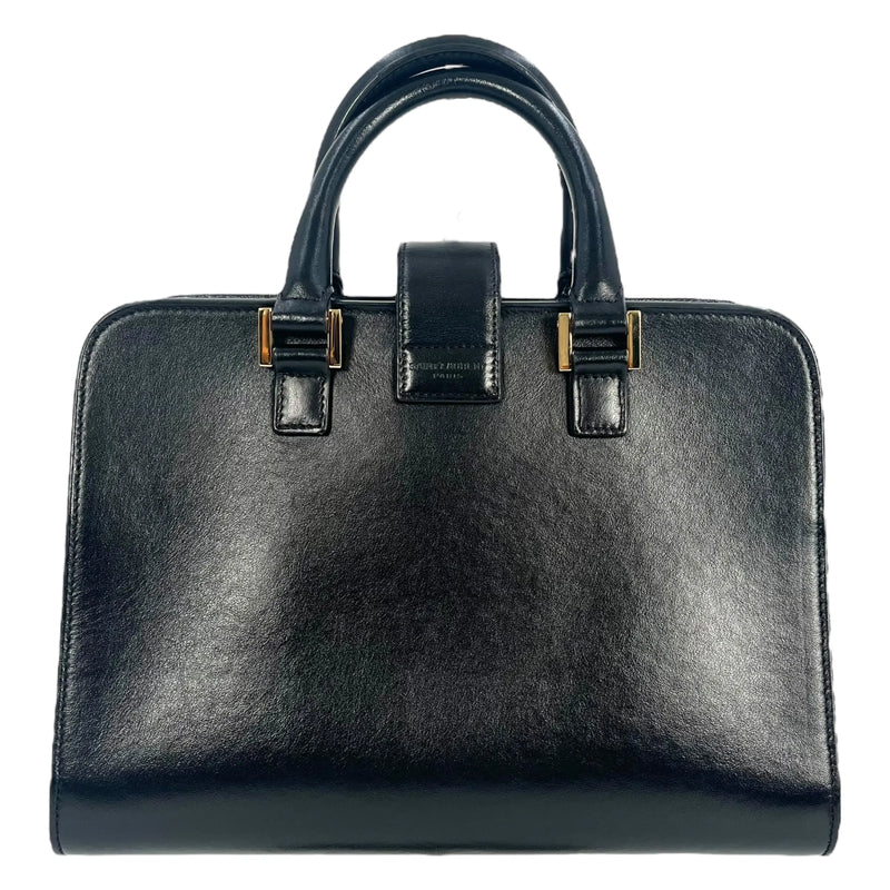 SAINT LAURENT ベイビーカバス レザー ハンドバッグ ショルダーバッグ - ブラック