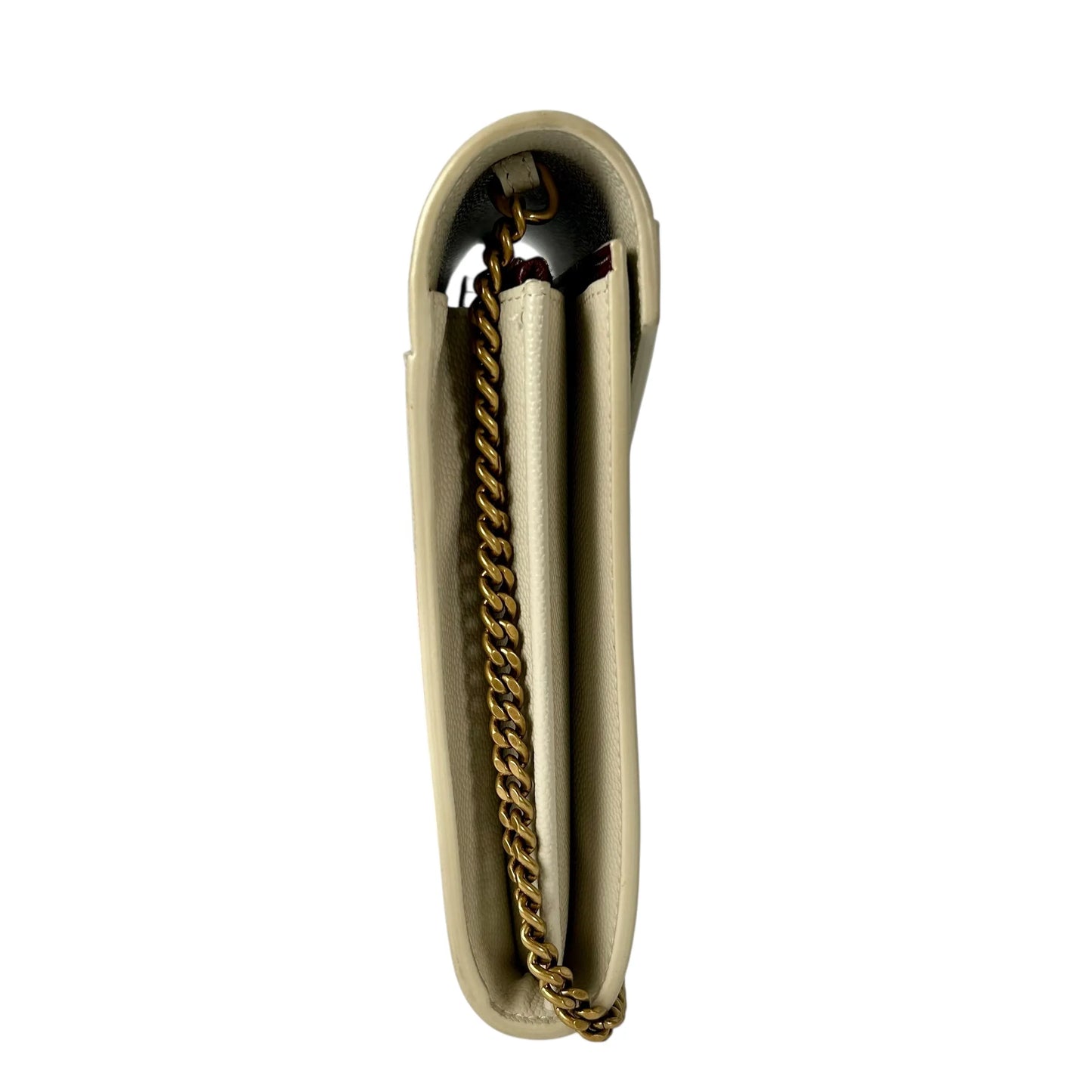 SAINT LAURENT Cassandra Leather Chain Shoulder Bag - White 