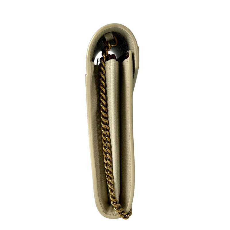 SAINT LAURENT Cassandra Leather Chain Shoulder Bag - White 