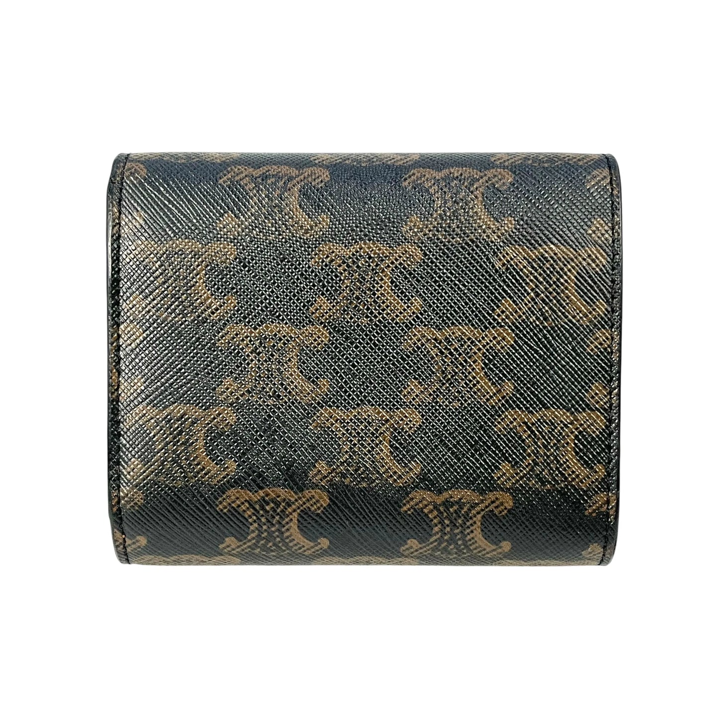 CELINE Triomphe Canvas Compact Wallet - Dark Brown 
