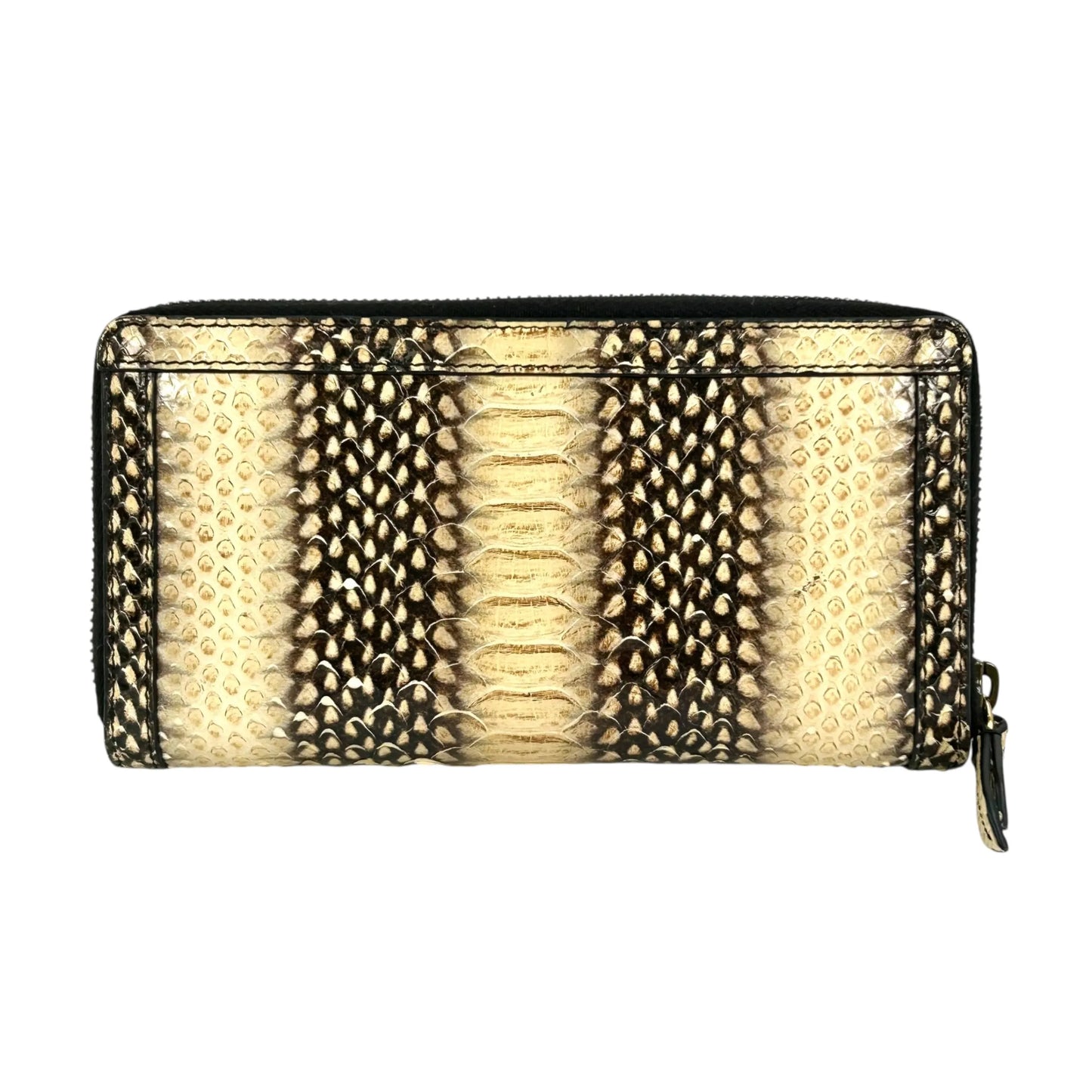 GUUCI Bamboo Round Zip Long Wallet - Beige x Brown 