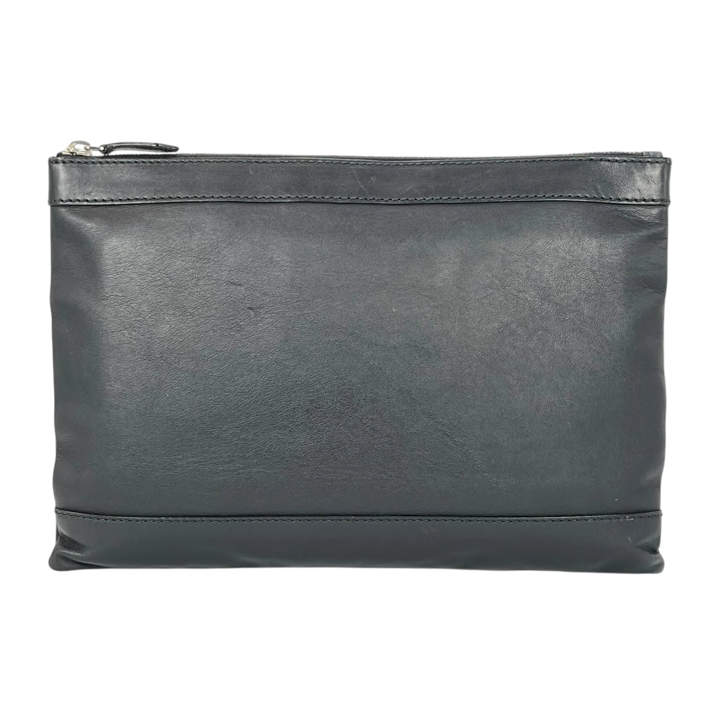 BALENCIAGA Logo Leather Clutch Bag - Black 