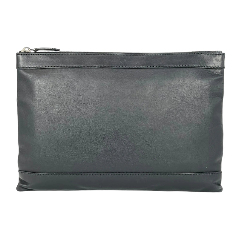 BALENCIAGA Logo Leather Clutch Bag - Black 