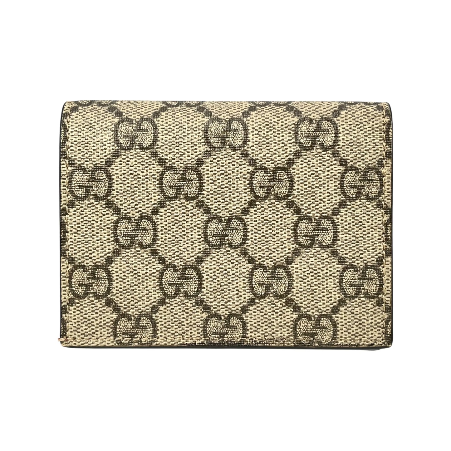 GUCCI GG Supreme Canvas Cherry Bifold Compact Wallet - Beige 