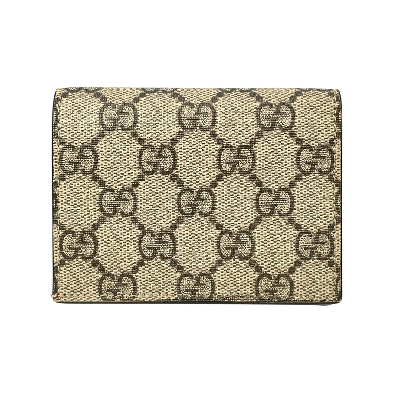 GUCCI GG Supreme Canvas Cherry Bifold Compact Wallet - Beige 