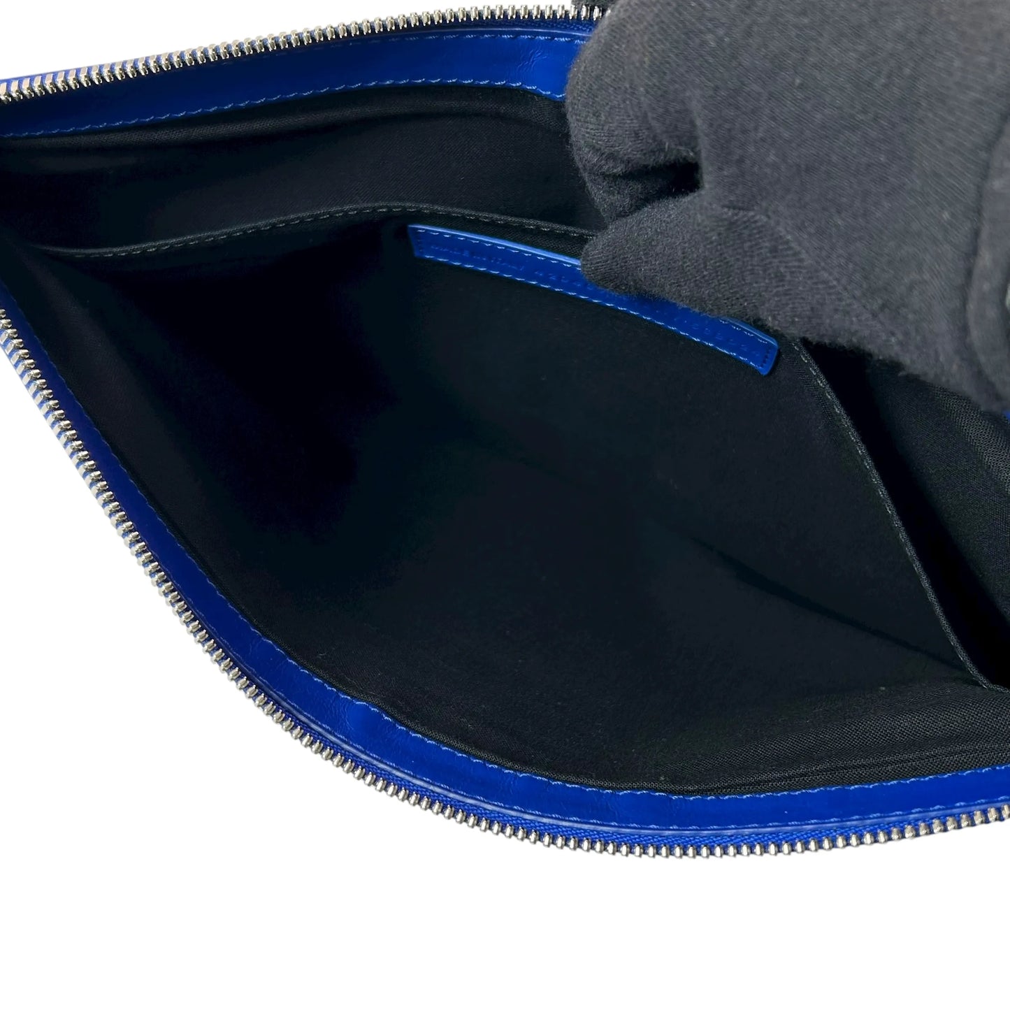 BALENCIAGA Canvas Clutch Bag - Cream and Blue 