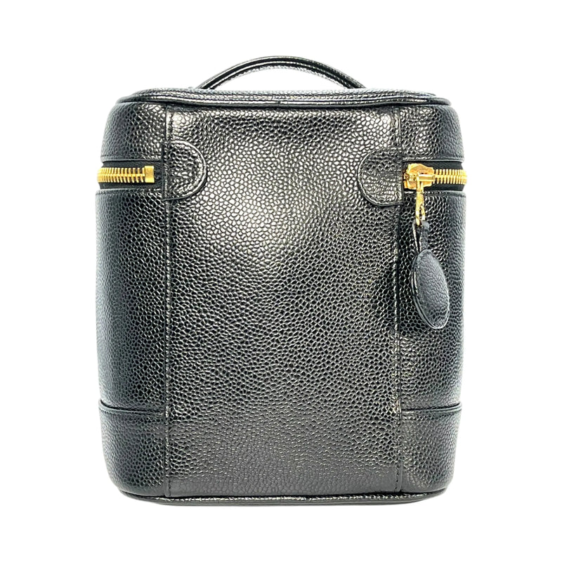 CHANEL キャビアスキン バニティバッグ ハンドバッグ - ブラック