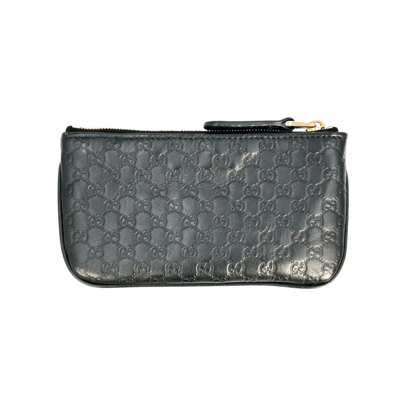 GUCCI Micro Guccissima Leather Key Case/Coin Purse - Black 