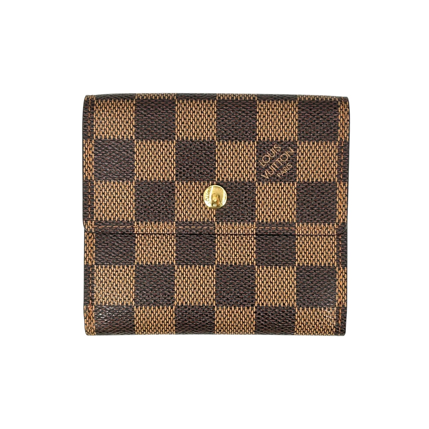 Louis Vuitton Portefeuille Elise Damier Ebene Bi-fold Compact Wallet - Brown 